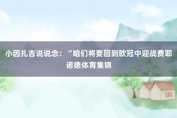 小因扎吉说说念：“咱们将要回到欧冠中迎战费耶诺德体育集锦