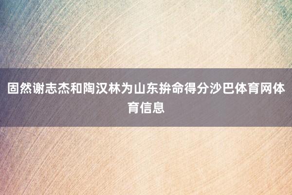 固然谢志杰和陶汉林为山东拚命得分沙巴体育网体育信息