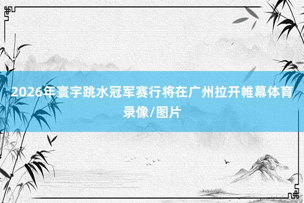 2026年寰宇跳水冠军赛行将在广州拉开帷幕体育录像/图片