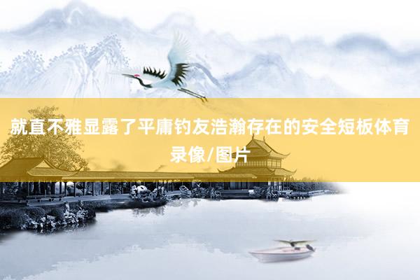就直不雅显露了平庸钓友浩瀚存在的安全短板体育录像/图片